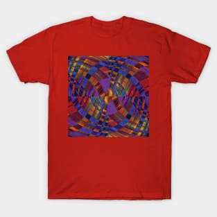 Dark Cubed Ripple Plaid Sunset T-Shirt